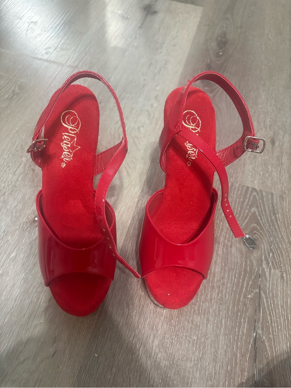 Pleaser Red Patent Platform Slingback Heels - Picture 5 of 7